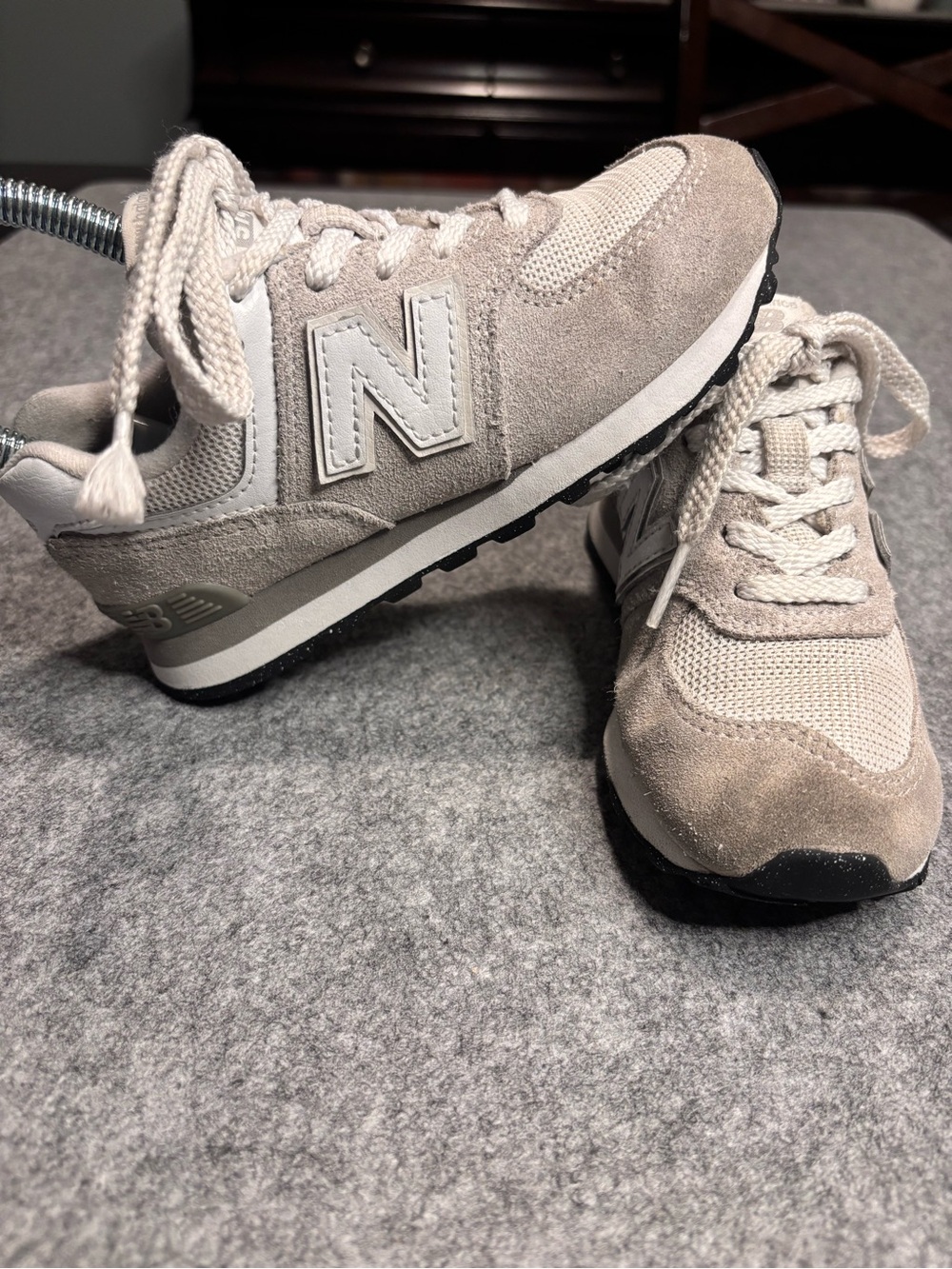 New Balance Toddler Light Gray Suede & Mesh Sneakers